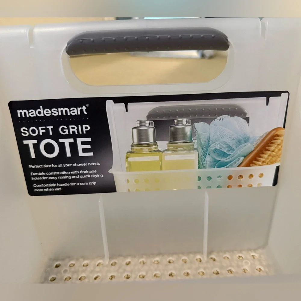 soft grip 2 compartment clear tote - the container store (madesmart)!